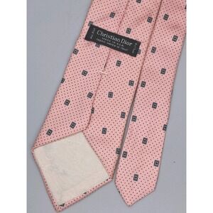 Christian Dior Mens Tie Silk Pink Blue Medallion Vintage Necktie 57"x3" USA